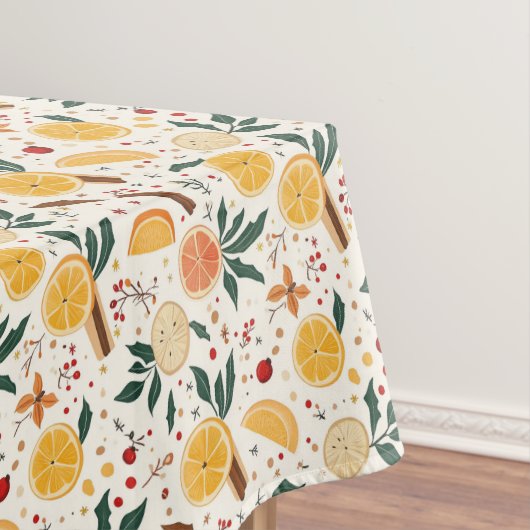 Feestelijke groene en Oranje citrus en kaneel Tafelkleed (Voorbeeld)