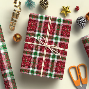 Feestelijke groene en rode buffel plaid kerst cadeaupapier