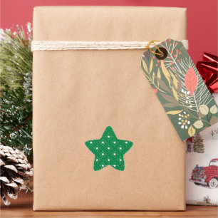 Feestelijke groene en witte sterrenpatroon ster sticker