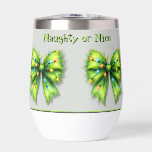 Feestelijke groene Furry Bow-Lights Naughty or Nic