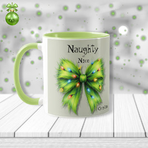 Feestelijke groene Furry Bow-Lights Naughty or Nic Mok
