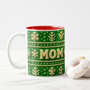 Feestelijke Groene Lelijke Trui Kerstmis voor Mama Tweekleurige Koffiemok
