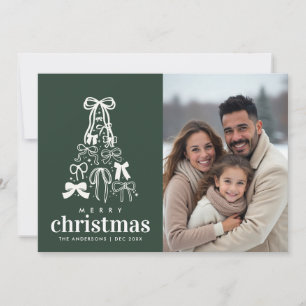 Feestelijke groene lint foto tweezijdige kerst feestdagenkaart