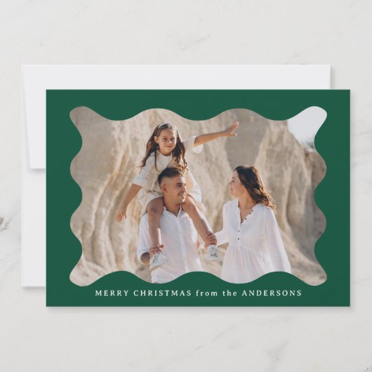 Feestelijke Groene Retro Foto Lijst Vrolijk Kerstf Feestdagenkaart (Voorkant)