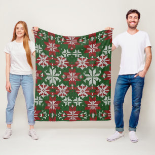Feestelijke groene rode en witte Noorse brei Fleece Deken
