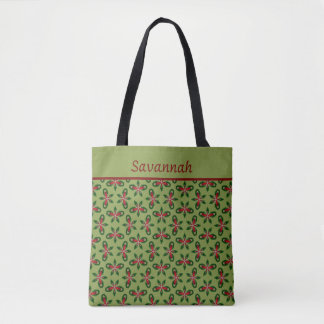 Feestelijke groene & rode vakantie Canvas tas
