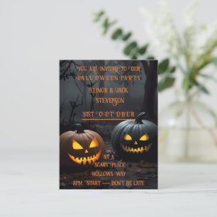 Feestelijke Halloween Pompoenen en Bloemen Patroon Briefkaart