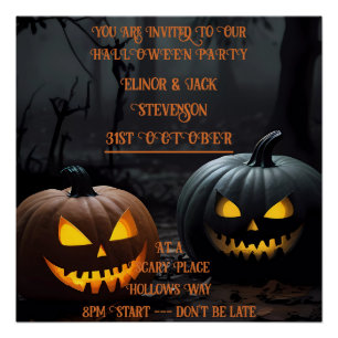 Feestelijke Halloween Pompoenen en Bloemen Patroon Perfect Poster