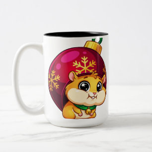 Feestelijke Hamster in Ornament Tweekleurige Koffiemok