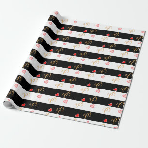 Feestelijke hart-patroon op gestreepte zwart-wit a cadeaupapier