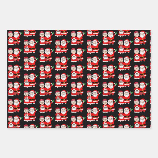 Feestelijke heer en mevrouw Claus Kerstmis Inpakpapier Vel (Voorkant 2)