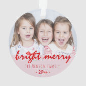 Feestelijke Helder Blij Schrift Rode Kerst Foto Ornament (achterkant)