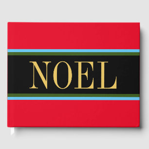 Feestelijke Helder Rood Zwart Groen Strepen NOEL T Gastenboek
