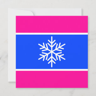Feestelijke helderblauwe witte strepen Sneeuwvlok Feestdagenkaart