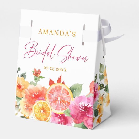 Feestelijke heldere bloemen snijden citrus bruilof bedankdoosjes (Achterkant)