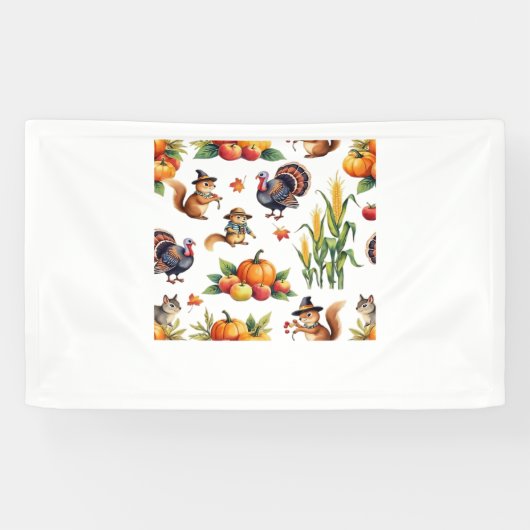 Feestelijke Herfst Oogst Waterverf Patroon Classic Spandoek (Horizontaal)