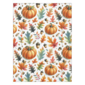 Feestelijke Herfst pompoenen en bladeren op wit Tafelkleed (Voorkant)
