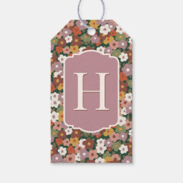 Feestelijke herfstbloem cadeaulabel