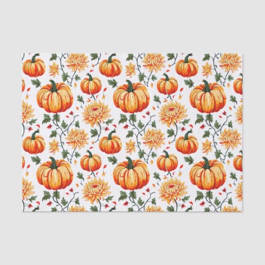 Feestelijke herfstpompoenen en chrysanten tissuepapier (Voorkant)