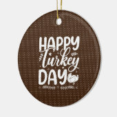 Feestelijke herfsttypografie "Happy Turkey Day" Keramisch Ornament (Links)