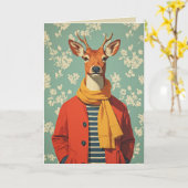 Feestelijke herten in winterstijl kaart (Gele Bloem)