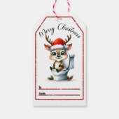 Feestelijke herten label in een wc-scene cadeaulabel (Achterkant)