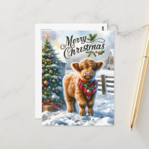 Feestelijke Highland koe bericht toevoegen Briefkaart