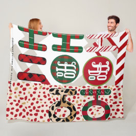 Feestelijke "HO HO" Christmas Fleece & Sherpa Blan Deken