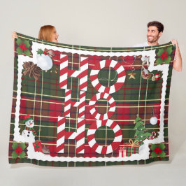 Feestelijke "HO HO" Christmas Fleece & Sherpa Blan Deken