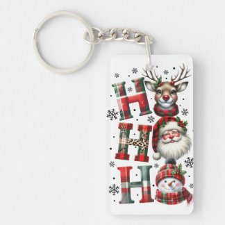 Feestelijke "Ho Ho Ho" kerstontwerp met rendieren, Sleutelhanger