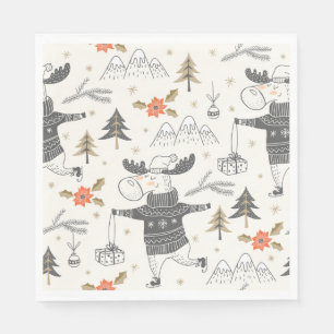 Feestelijke Holiday Moose tekening Servet