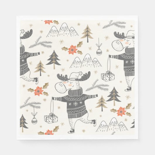 Feestelijke Holiday Moose tekening Servet (Voorkant)