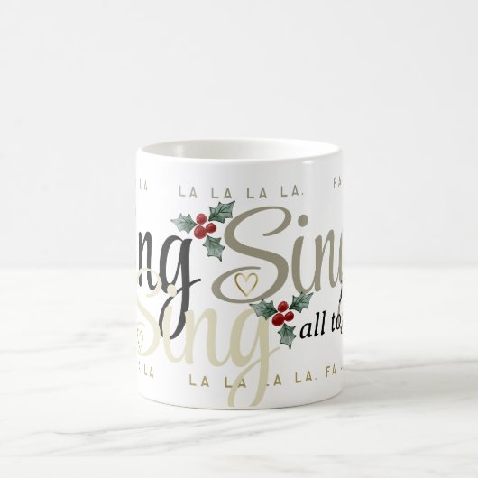 Feestelijke Holly and Hearts FA LA Kerstmis Mok (Center)