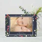 Feestelijke Holly Berries Foto Kerst Kaart (Staand voorkant)