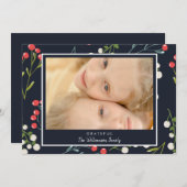 Feestelijke Holly Berries Foto Kerst Kaart (Voorkant / Achterkant)