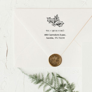 Feestelijke Holly Berries schets retour adres Zelfinktende Stempel