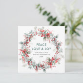 Feestelijke Holly Berry Kerstkrans Modern Feestdagenkaart (Staand voorkant)