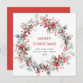 Feestelijke Holly Berry Kerstkrans rustiek Feestdagenkaart (Voorkant / Achterkant)