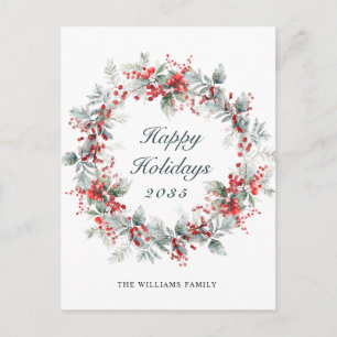 Feestelijke Holly Berry Kerstkrans vakantie Briefkaart