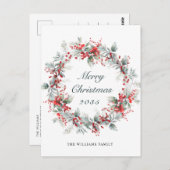 Feestelijke Holly Berry Kerstkrans vakantie Briefkaart (Voorkant / Achterkant)