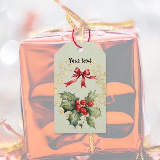 Feestelijke Holly Bird cadeau Labels Cadeaulabel