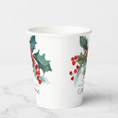 Feestelijke Holly en Berries Evergreens Kerstmis Papieren Bekers