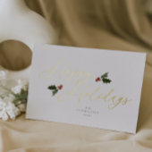 Feestelijke Holly Folie Holiday Kaart