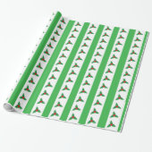 Feestelijke Holly Green Stripes Kerstmis Cadeaupapier (Uitgerold)