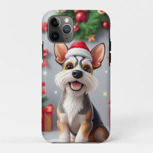 Feestelijke hond met kerstmannenhoed en cadeaus iPhone 11 pro hoesje