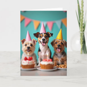 Feestelijke Honden Cupcake Kaart