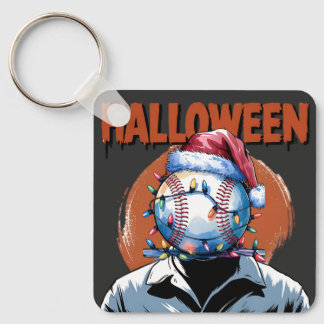 Feestelijke honkbal: Halloween ontmoet Kerstmis Sleutelhanger