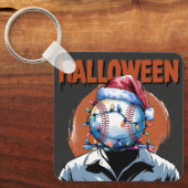 Feestelijke honkbal: Halloween ontmoet Kerstmis Sleutelhanger (Voorkant)