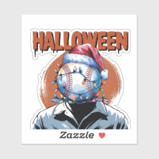 Feestelijke honkbal: Halloween ontmoet Kerstmis Sticker