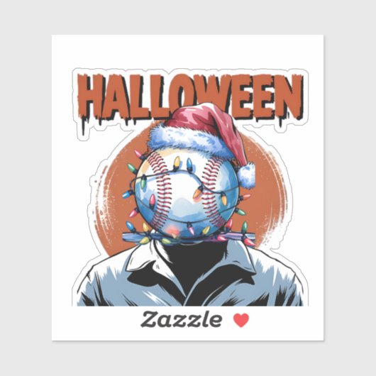 Feestelijke honkbal: Halloween ontmoet Kerstmis Sticker (Vel)